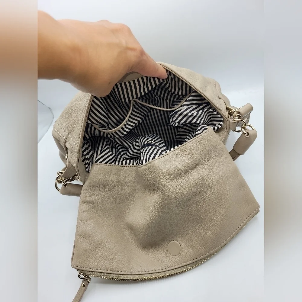 Kate Spade Boerum Place Devin Pebbled‎ Beige Leather Satchel Crossbody Bag